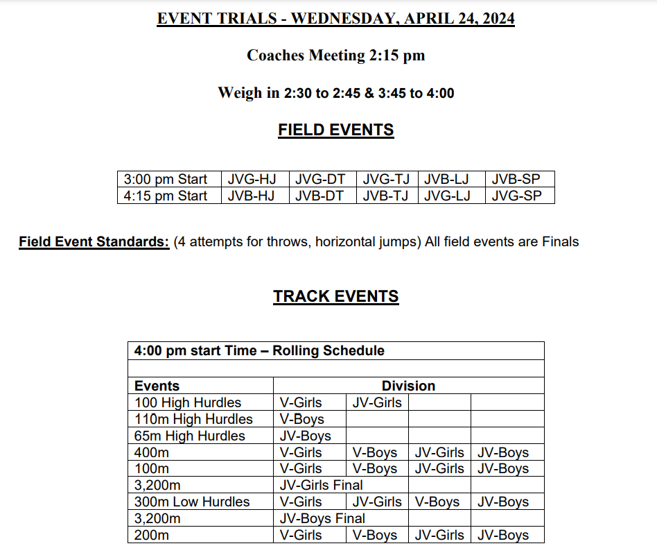 ecal wed sched